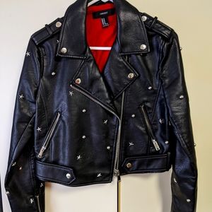 Studded cropped biker jacket